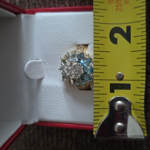 KOHLS 18K GOLD OVER STERLING SILVER GENUINE BLUE TOPAZ RING SIZE 7 - Picture 13 of 16